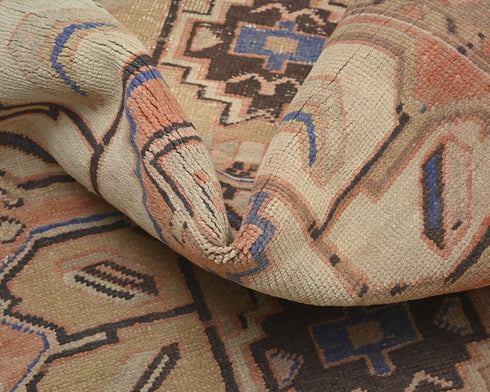 10 Ft Vintage Brown Persian Style Hand Knotted Low Pile Wool Runner Rug